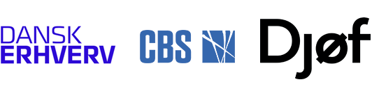 Logoer af Dansk Erhverv, CBS og Djøf.